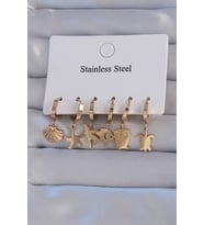 316L Çelik Gold Renk Zirkon Taşlı Hayvan Figürlü Deniz Yıldızı Model Halka K - GLST9141-375
