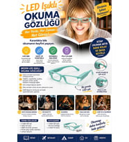LED Işıklı Camsız Kitap Okuma Gözlüğü – Pratik Kitap Lambası, Gece Okuma Işığı, Okuma Gözlüğü