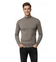 DeepSEA Antrasit Slim Fit Yarım Balıkçı Yaka Likralı İnce Triko Erkek Yarım Boğazlı Kazak 2505502