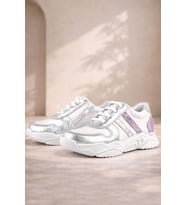 Rakerplus Hakiki Deri Gümüş Pembe Kalın Tabanlı Kız Çocuk Sneakers Ayakkabı