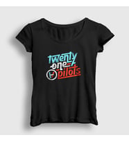 Presmono Kadın Siyah Retro Twenty One Pilots T-Shirt 120031tt