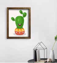 BK Gift Kaktüs Tasarımlı Doğal Masif Ahşap Çerçeveli Tablo 45x65cm-16