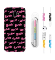 Samsung J6 Plus J7 Prime J7 Pro M20 Kılıf Kablo Koruma Spiral Silikon Barbie 1404