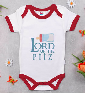 BK Kids Lord Of The Piiz Tasarımlı Kırmızı Bebek Body Zıbın-1