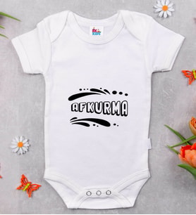 BK Kids Afkurma Tasarımlı Beyaz Bebek Body Zıbın-1
