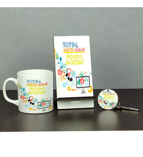 Sosyal Medya Uzmanı Üçlü Set (Kupa + Telefon Standı + Anahtarlık)