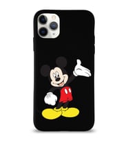 Apple iPhone 11 Pro Max  Lansman Kılıf Mickey Mouse Tasarımlı Altı Kapalı İçi Kadife Kaplı  Kapak (Şeffaf)