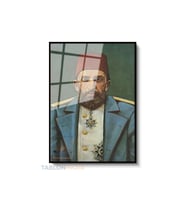Dikey Çerçeveli Cam Abdulhamit Portresi Modern Ev Dekoru Duvar Sanatı Ev Ofis Tablosu (Siyah)