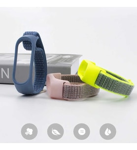 Xiaomi Mi Band 5 Uyumlu Kordon Hasır Örgü Cırt Cırtlı Terletmeyen Zore KRD-03 Kumaş Kayış