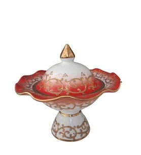 Kütahya Porselen Hanedan Şekerlik 22 cm Dekor No:3678 Kırmızı