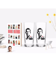 BK Gift Kişiye Özel Renkli Baskılı Godfather Baba Tasarımlı İkili Rakı Bardağı ve Rakı Cep Kitabı Hediye Seti-1 (Model 1)
