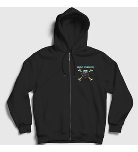 Presmono Unisex Siyah Skull Iron Maiden Fermuarlı Kapüşonlu Sweatshirt 87073tt