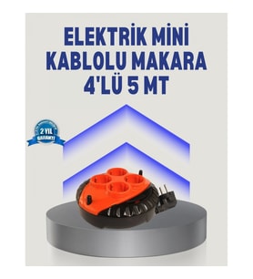 Mey İthalat® 5 Metre Uzatma Kablolu 4 Prizli Makara Kırmızı