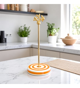 Kağıt Havluluk Rulo Peçetelik Mutfak Aksesuarı Seramik Soft Sarı Zebra Gold Mercan - Feray Home