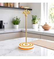 Kağıt Havluluk Rulo Peçetelik Mutfak Aksesuarı Seramik Soft Sarı Zebra Gold Mercan - Feray Home
