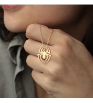 Spiderman Örümcek Adam Logo Kolye 925K Gümüş (Gold)