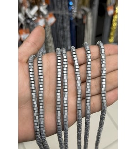 Hematit Taşı Altıgen Rondela Kesim Mat Açık Gri 6x3mm Doğal Taş Dizi