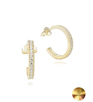 18k Serie Oro Tamtur Işıltı Dizilim Night Kadın Gümüş Küpe 18 MM (Altın)
