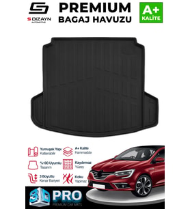 S-Dizayn Renault Megane 4 3D Pro Bagaj Havuzu Çift Kulaklı 2016 Üzeri A+ Kalite