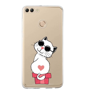 Huawei Y9 2018 Uyumlu Kapak Coolcat Tasarımlı Şeffaf Silikon Kılıf