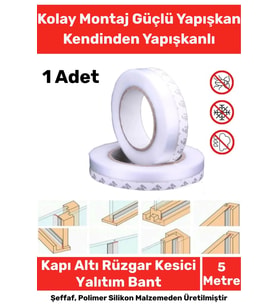 Ses Böcek Toz Önleyici Rüzgar Kesici Kapı Pencere Isı Izolasyon Yalıtım Şeffaf Şerit Bant 5mt 1 Adet