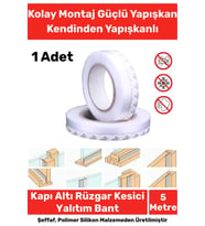 Ses Böcek Toz Önleyici Rüzgar Kesici Kapı Pencere Isı Izolasyon Yalıtım Şeffaf Şerit Bant 5mt 1 Adet