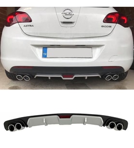 Opel Astra J Hatchback Gri Difüzör 4 Krom Egzoz Görünümlü Difizör Arka Ek Body Kit