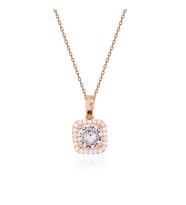 925 Ayar Gümüş Rose Gold Kare Pırlanta Modeli Kolye