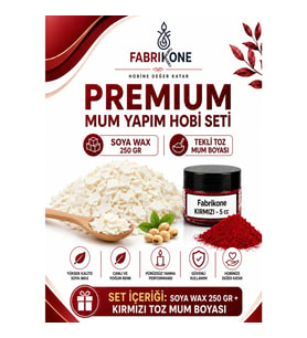 Premium Mum Yapım Hobi Seti - Soya Wax 250 gr - Tekli Toz Mum Boyası - Kırmızı BKFABSW2501K