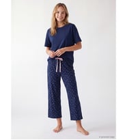 LCW DREAM Lacivert %100 Pamuklu Kadın Kaprili Pijama Takımı