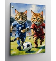 Kanvas Tablo Futbol Oynayan Kediler