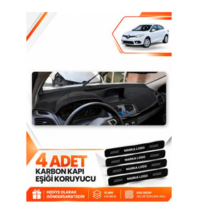 RENAULT FLUENCE BÜYÜK EKRANLI (2009-2016) Uyumlu Ön Torpido Koruma Kılıfı Halısı - Siyah