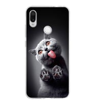 PrintiFy Xiaomi Redmi Note 7 ile Uyumlu 1mm Slim Fit Kedi 2 050c Baskılı Şeffaf  Kılıf