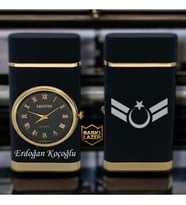 Hemen Kargo İsme Özel Uzman Çavuş Logolu Turbo Jet Saatli Çakmak - Kutulu ve Hediye Paketinde