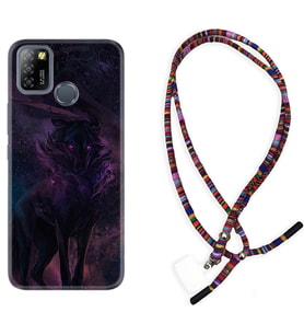 INFINIX Smart 4 5 6 Zero 8 S5 Pro Kılıf Boyun Asklı Rasta Silikon Black Purple Wolf 1791