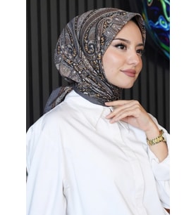 Karma Motif Desen Füme Soft Pamuk Eşarp (Standart)