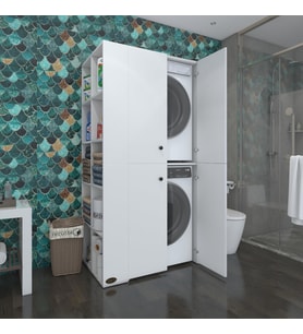 Kenzlife çamaşır-kurutma makinesi dolabı kapaklı fedyenkamdf sol byz 180*090*60 % 100 mdf full mdf banyo arkalıksız (Karışık)