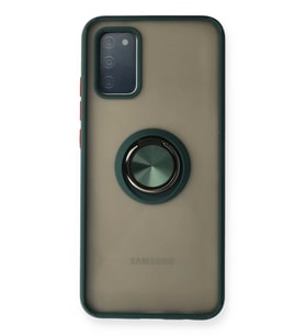 Newface Samsung Galaxy A02S Kılıf Montreal Yüzüklü Silikon Kapak - Yeşil