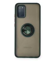 Newface Samsung Galaxy A02S Kılıf Montreal Yüzüklü Silikon Kapak - Yeşil