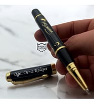 Kişiye Özel Lüks Atatürk İmza Temalı Metal Roller İmza Kalemi - Siyah Mürekkepli