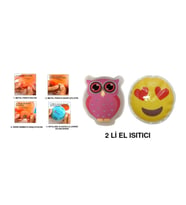 KALP EMOJİ PEMBE BAYKUŞ CEP SOBASI,EL ISITICI,2 ADET SICAK SU TORBASI PVC  9cm