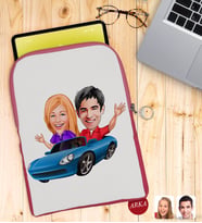 BK Gift Kişiye Özel Sevgililer Karikatürlü Taşınabilir Koruyucu Tablet Kılıfı & Organizer Çanta - Pembe-52