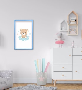BK Home Sevimli Ayıcık Tasarımlı Dekoratif Mavi Ahşap Çerçeveli Çocuk Odası Tablo-4