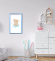 BK Home Sevimli Ayıcık Tasarımlı Dekoratif Mavi Ahşap Çerçeveli Çocuk Odası Tablo-4
