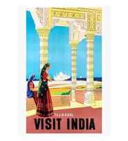Tac Mahal Hindistan Seyahat Poster Tablo Ahşap Poster Dekoratif Restore Edildi