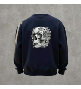 Anatomical Skull – Lacivert Anatomik Kurukafa Baskılı Unisex Sweatshirt