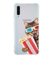 PrintiFy Samsung Galaxy A50s Uyumlu Kedi 1 Baskılı Şeffaf Köşe Korumalı Antişok Kılıf