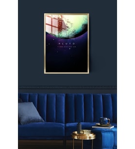 Plüton Gezegen Çerçeveli Metal Poster Tablo