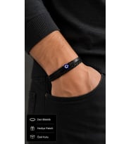 Delsano Blueeye Siyah Deri Erkek Bileklik - Nazar Boncuklu Çok Sıralı