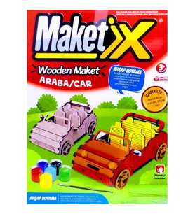 MAKET BOYANABİLİR AHŞAP ARABA MAKETİ 6 RENK AKRİLİK BOYA AHŞAP ARABA EĞİTİCİ OYUNCAK AHŞAP BOYAMA